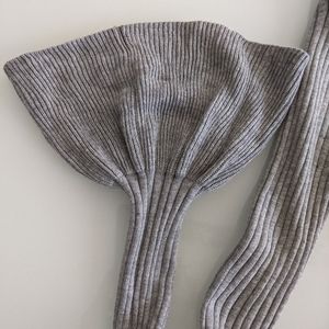 Ribbed , long sleeve , flared , gray top